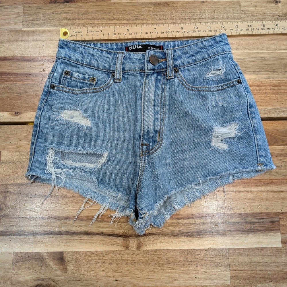 BDG Womens Denim Jean Shorts High Rise Cheeky 24 Distressed Cutoff Festival‎ Y2K